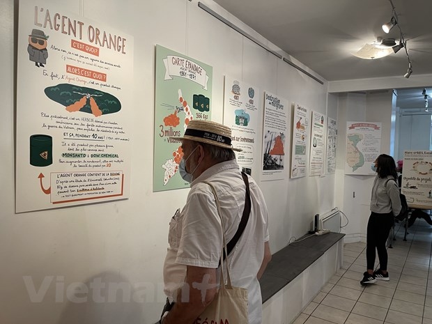 AO dioxin disaster under drawing of Vietnamese French girl